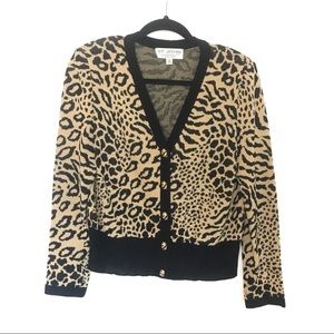 St. John Collection Marie Gray Animal Cardigan